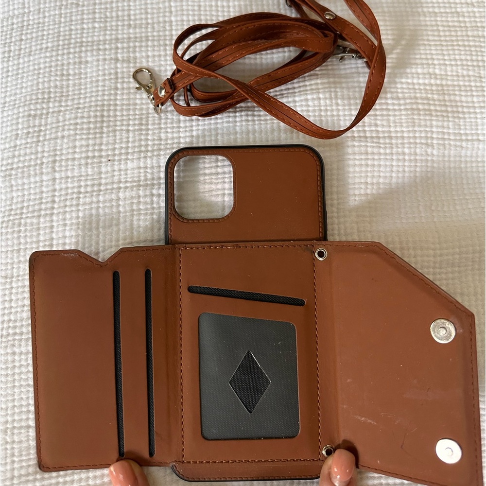 iPhone case leather wallet with strap